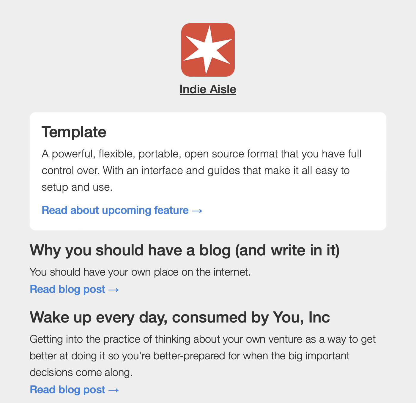 Screenshot of an example email