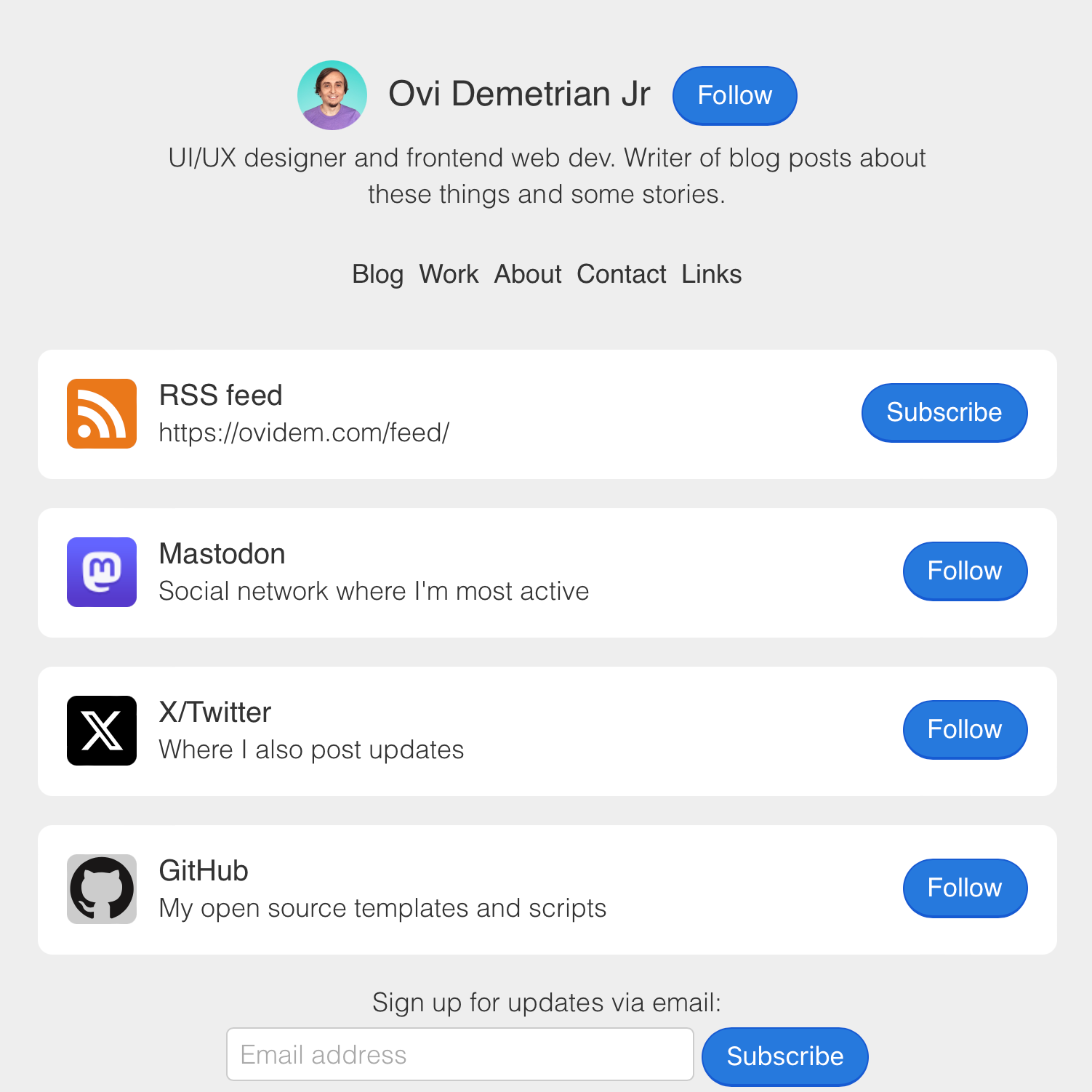 Screenshot of example links